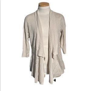 Eileen Fisher Silk Blend Open Knit Cardigan Quarter Sleeves Size XS